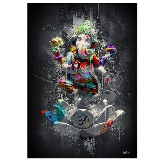 Peinture murale Dieu éléphant Hindou Ganesha