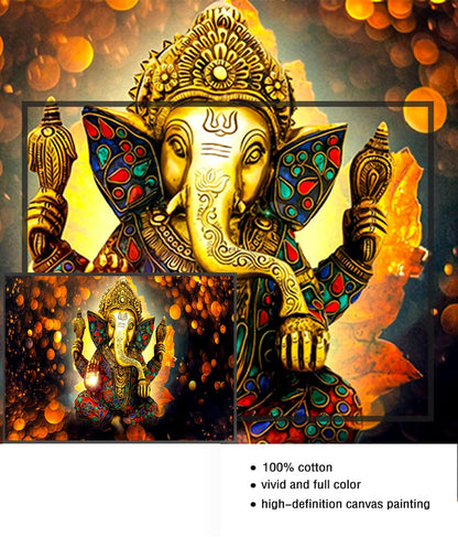 Toile en 5 parties du dieu Hindou Ganesh