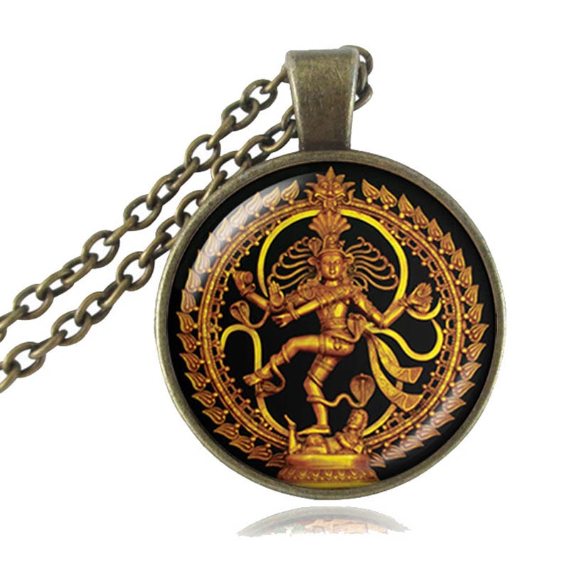 Collier Dieu Hindou Shiva Nataraja, plaqué bronze