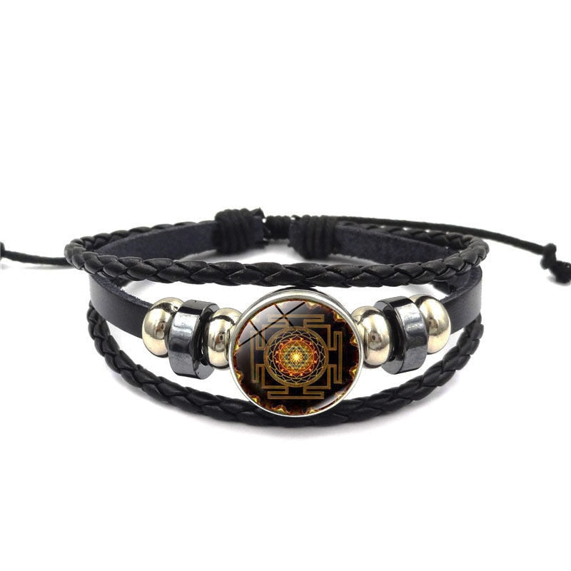 Bracelet Sri Yantra en cuir