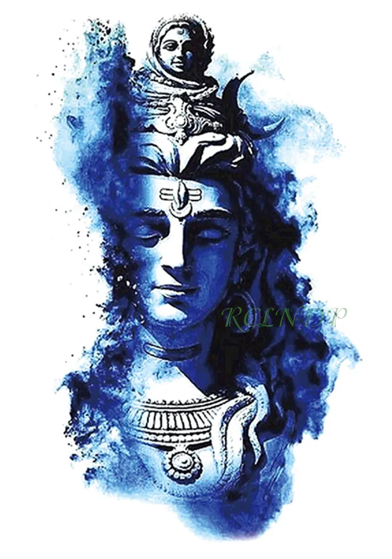 Tatouage éphémère du dieu Shiva façon aquarelle
