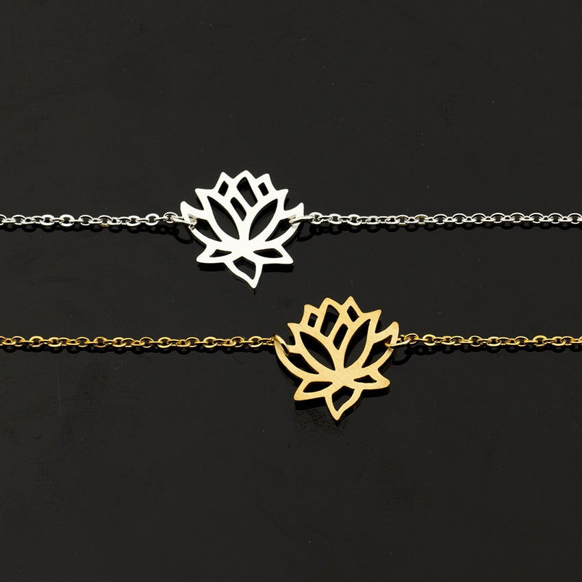 Bijou de cheville Fleur de Lotus, couleur argent et or