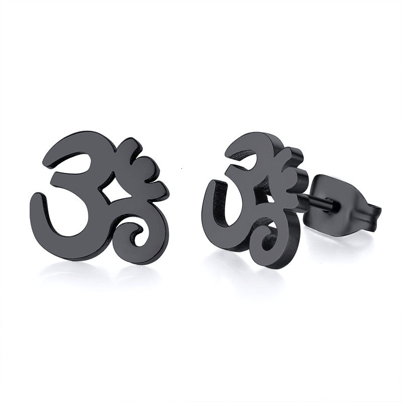 Clous d'oreilles symbole Hindou "Om",noir