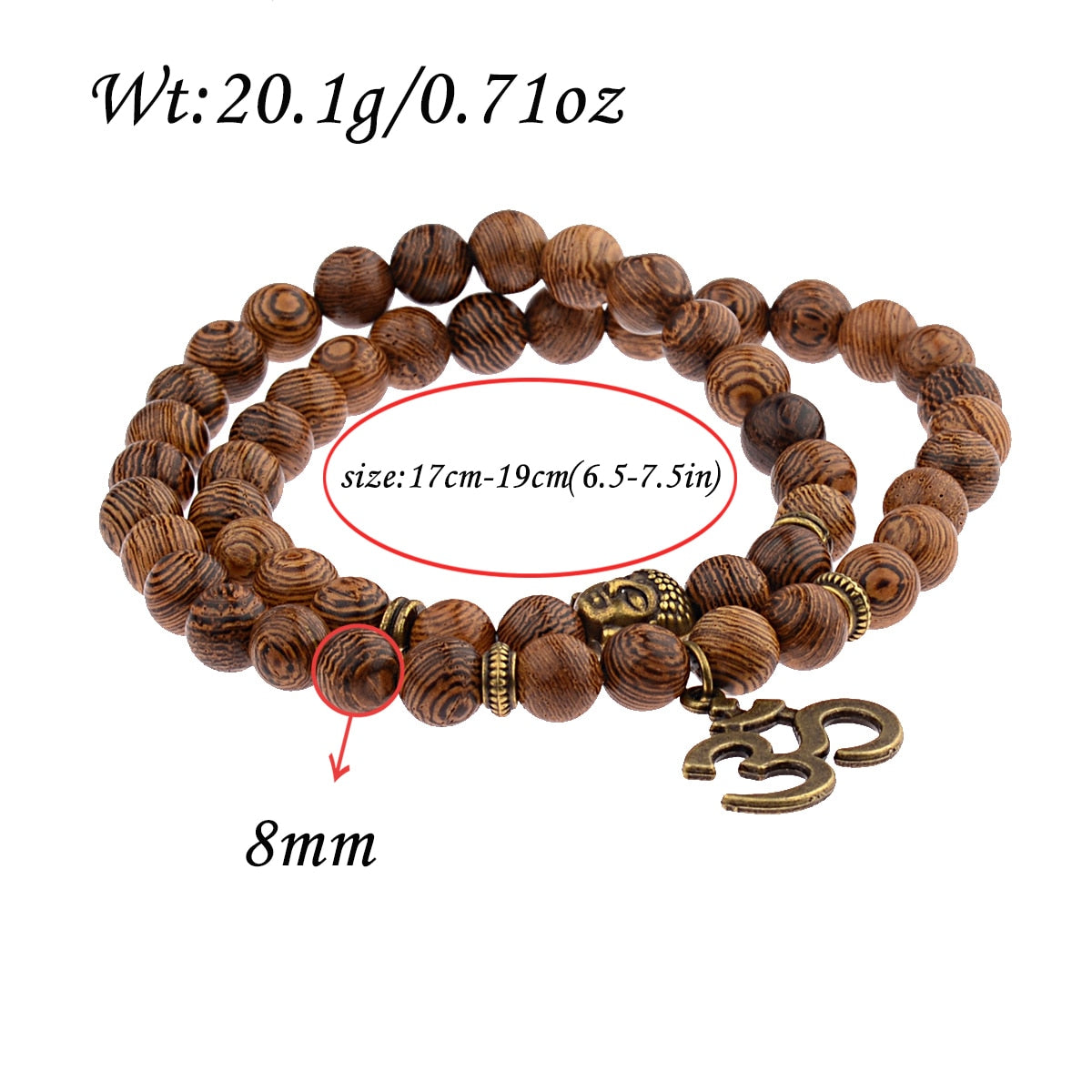 Bracelet hindou en bois "Om"