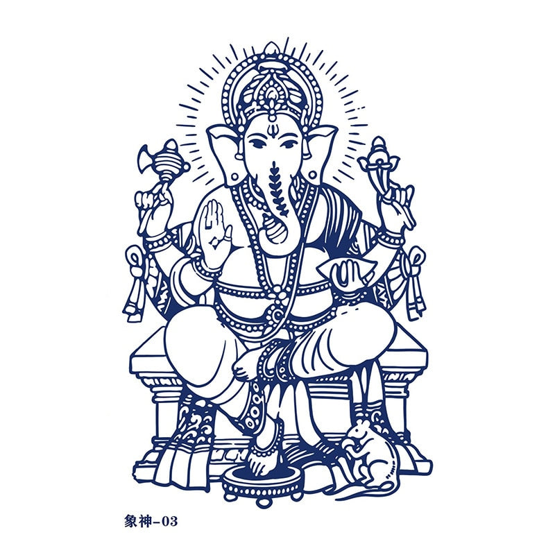 Tatouage éphémère dieu Hindou Ganesh, type 3
