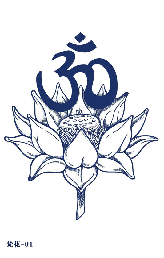 Tatouage éphémère fleur de lotus "Om"