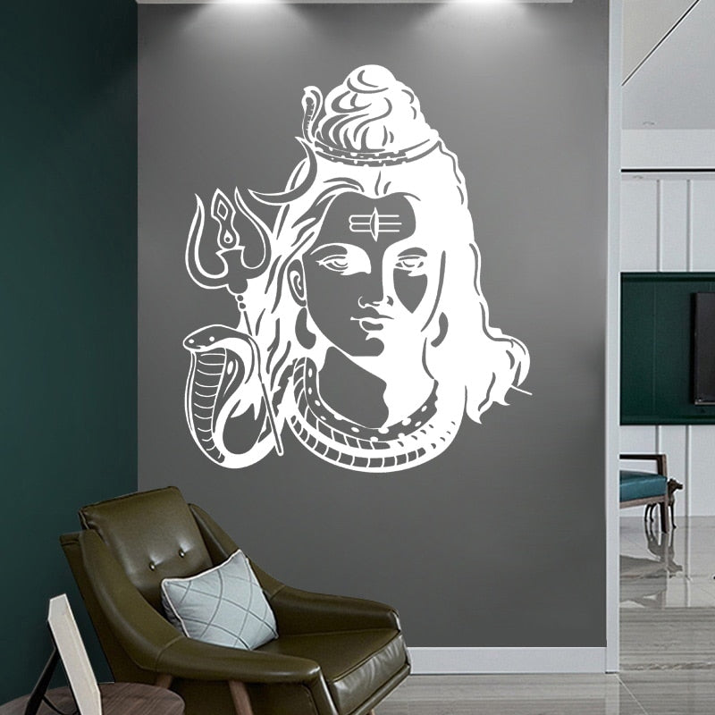 Sticker mural dieu Hindou Shiva blanc