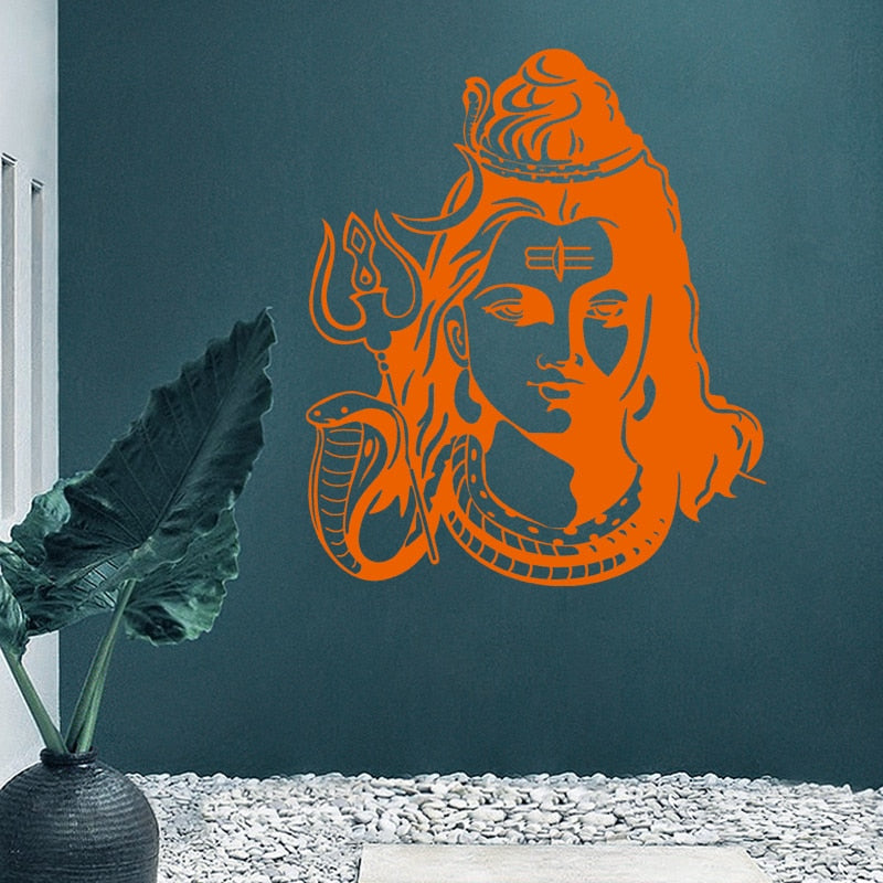 Sticker mural dieu Hindou Shiva orange