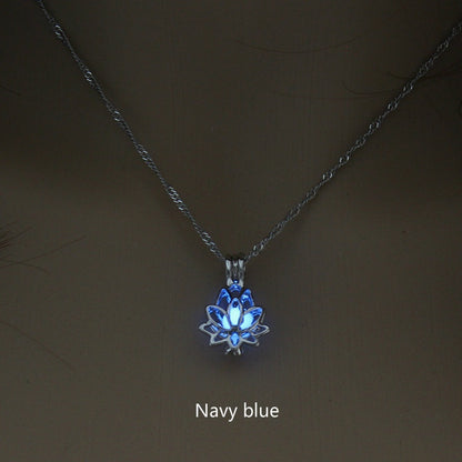 Pendentif lumineux en forme de fleur de Lotus, Navy blue