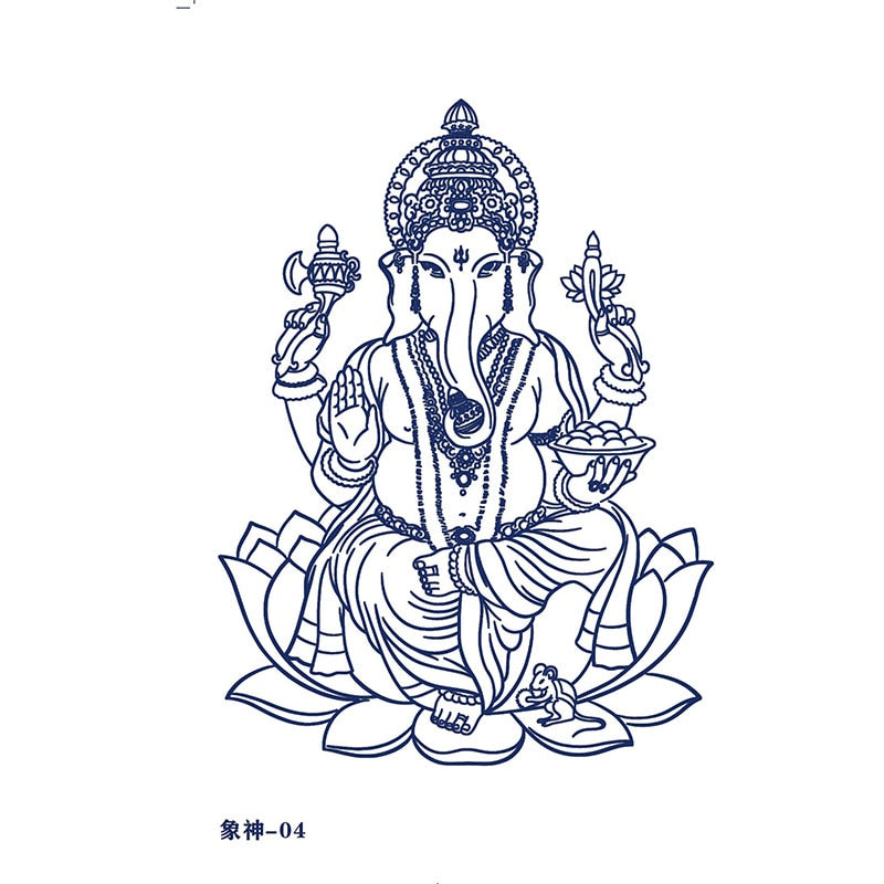 Tatouage éphémère dieu Hindou Ganesh, type 4