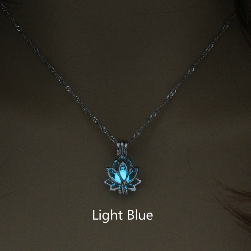 Pendentif lumineux en forme de fleur de Lotus, light blue