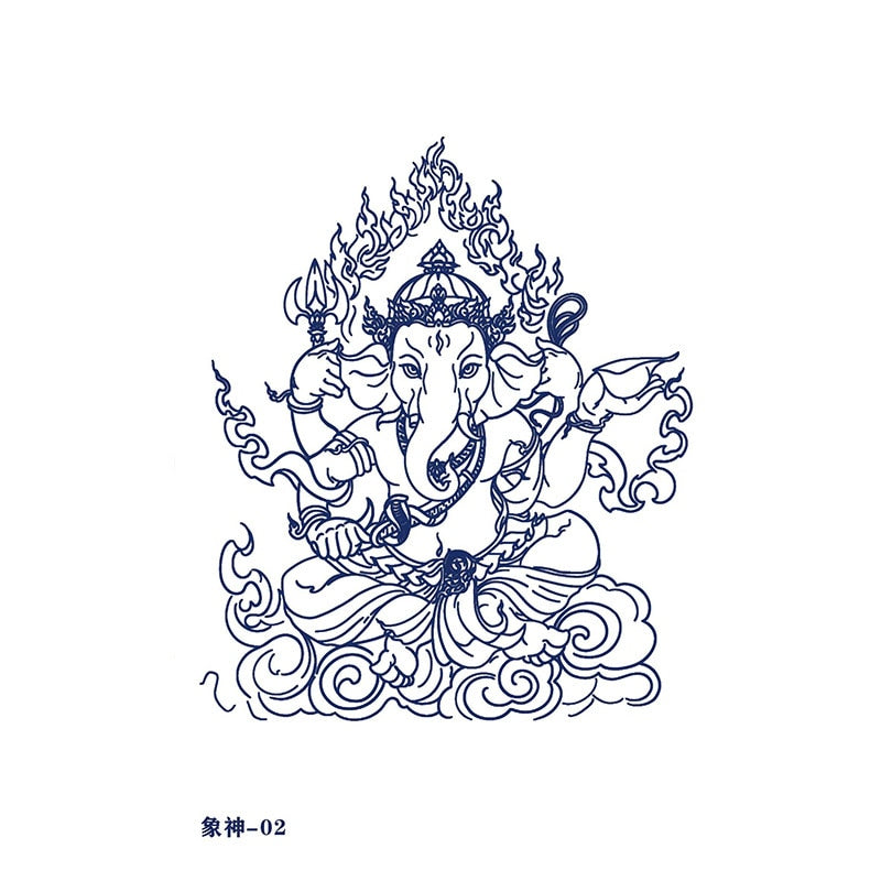 Tatouage éphémère dieu Hindou Ganesh, type 2