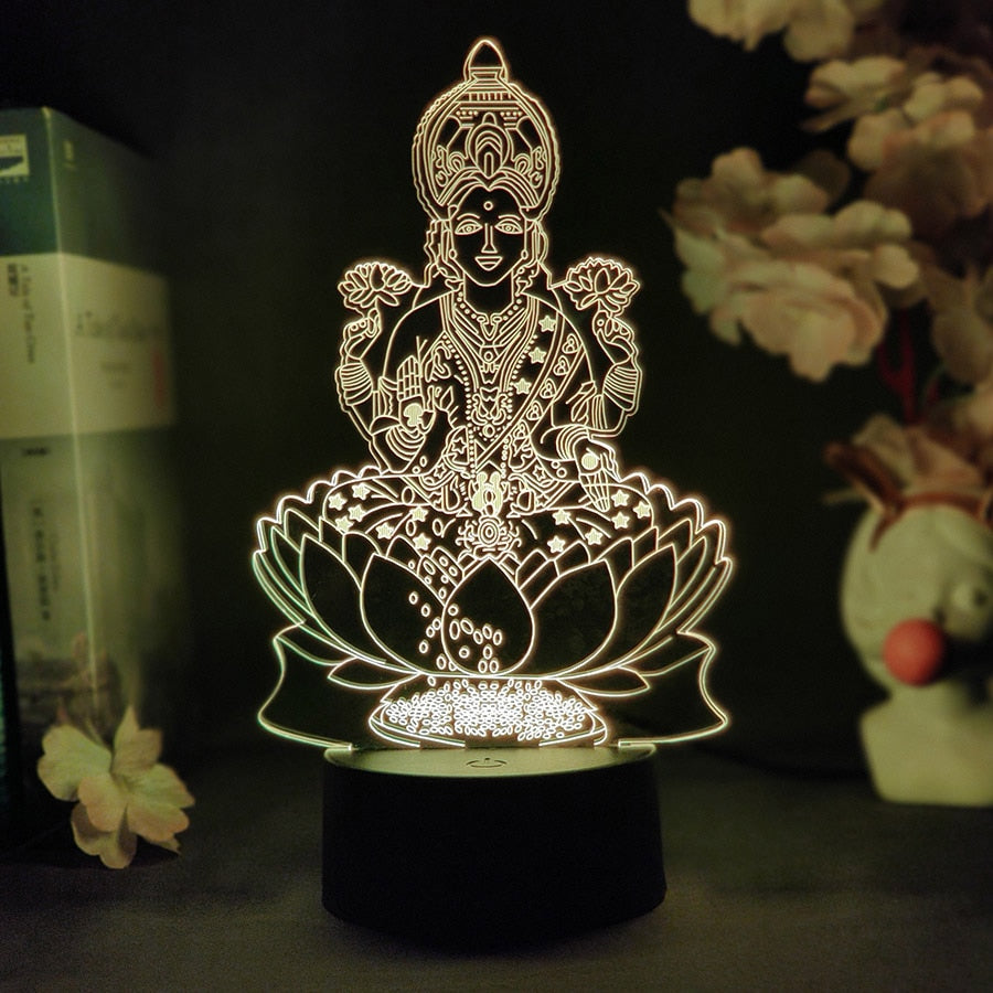 Lampe 3D dieu Hindou Vishnu, blanc