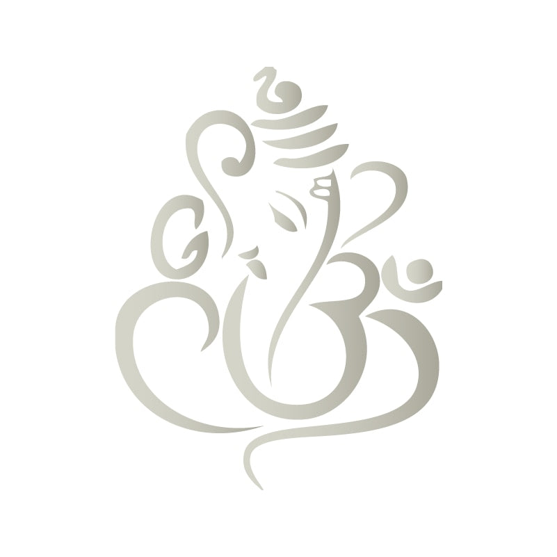 Sticker stylisé dieu Hindou Ganesh style 2, argent