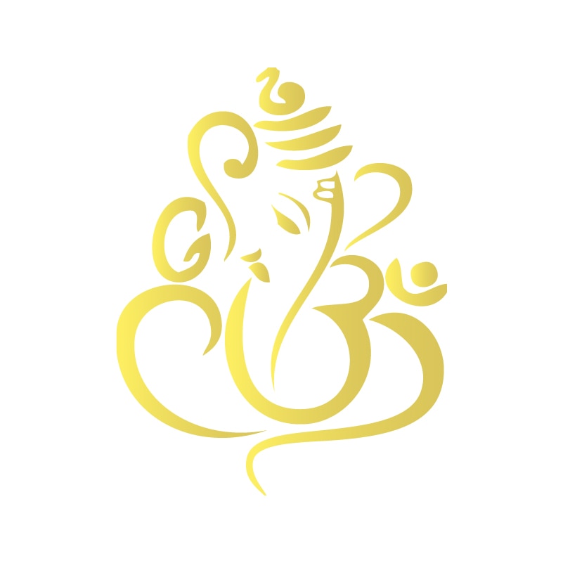 Sticker stylisé dieu Hindou Ganesh style 2, or
