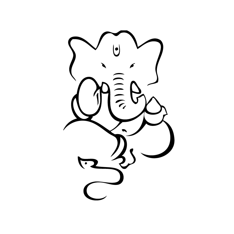 Sticker stylisé dieu Hindou Ganesh style 1, noir