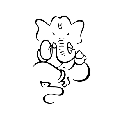 Sticker stylisé dieu Hindou Ganesh style 1, noir