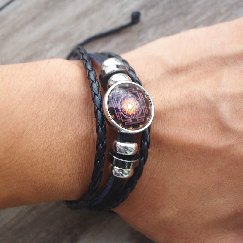 Bracelet Sri Yantra en cuir