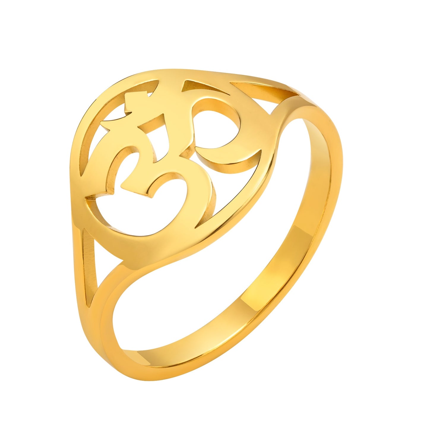 Bague symbole Hindou "Om" plaquée or