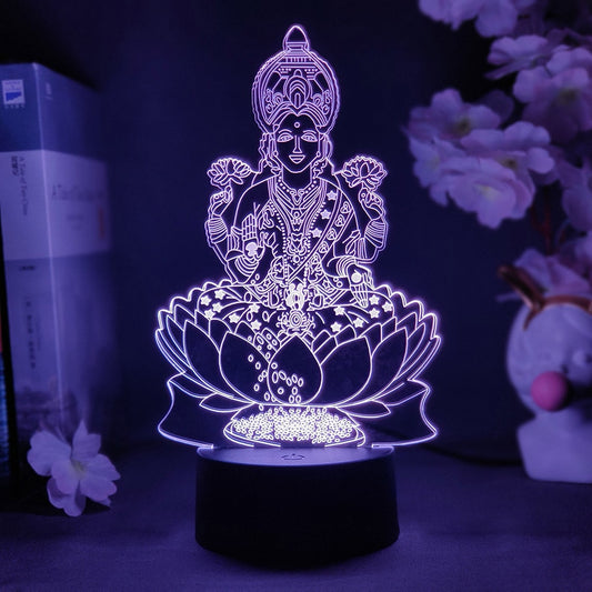Lampe 3D dieu Hindou Vishnu, couleur base noire